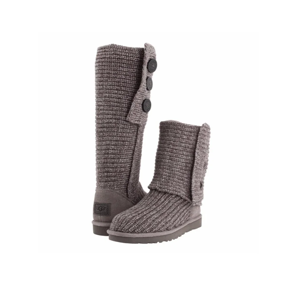UGG Classic Cardy Knit Gray Boots Women's Size 5 Style 1016555‎